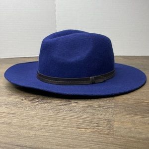 Ecote Women’s Blue Felted Wool Brimmed Fedora with Tie